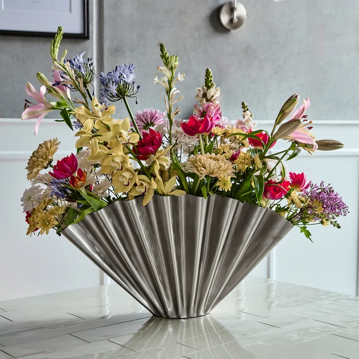 House Doctor - Flood Vaas, H 30 cm, geborsteld zilveren afwerking