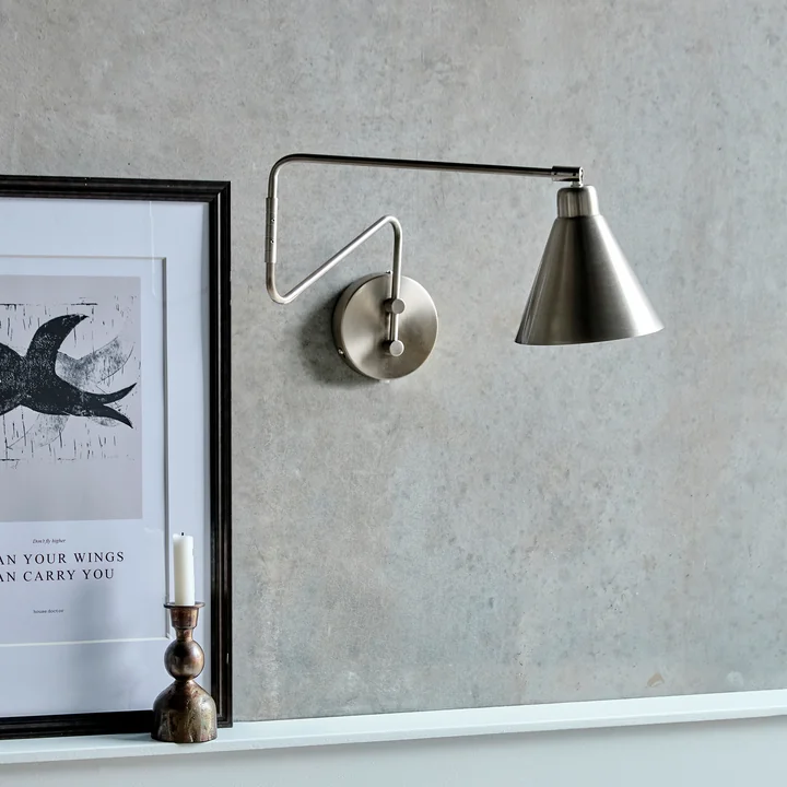 House Doctor - Game Wandlamp, L 76 cm, geborsteld zilverkleurig