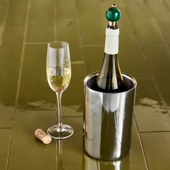 House Doctor - Kett wijnkoeler, Ø 12,5 x H 18 cm, zilveren afwerking