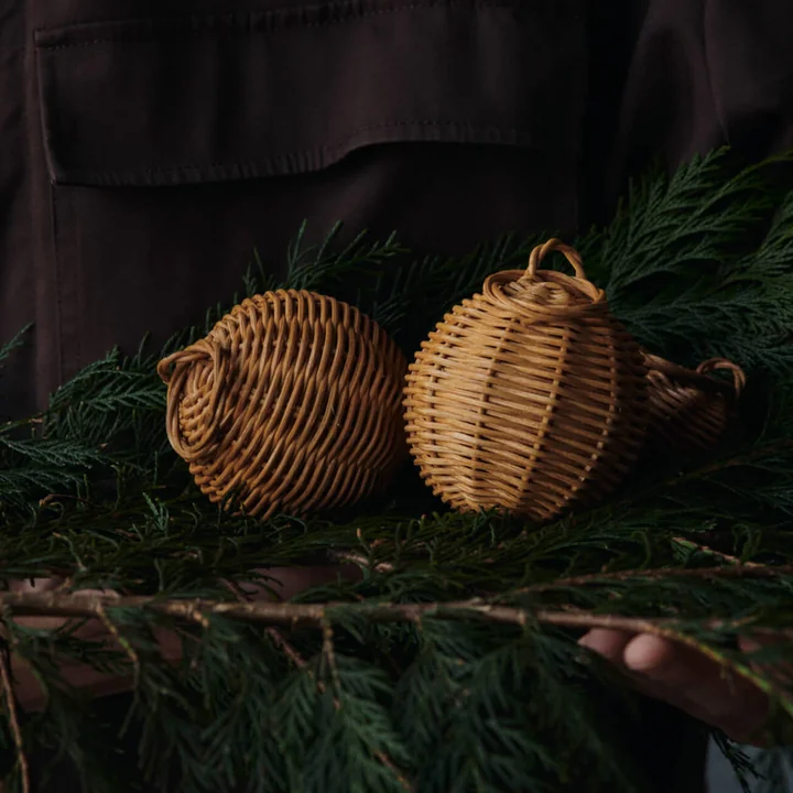 Ferm Living - Braided Baubles kerstdecoratie, naturel (set van 2)