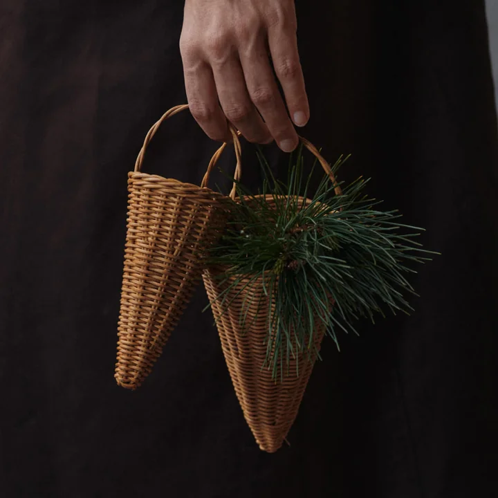 Ferm Living - Braided Cones kerstdecoratie, naturel (set van 2)