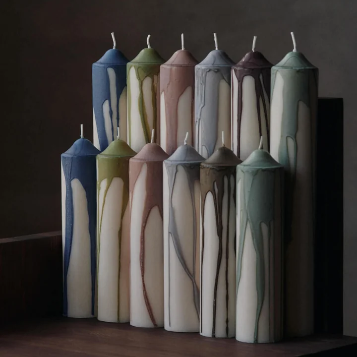 Ferm Living - Dryp Blokkaars, H 20 cm, warm grijs / wit