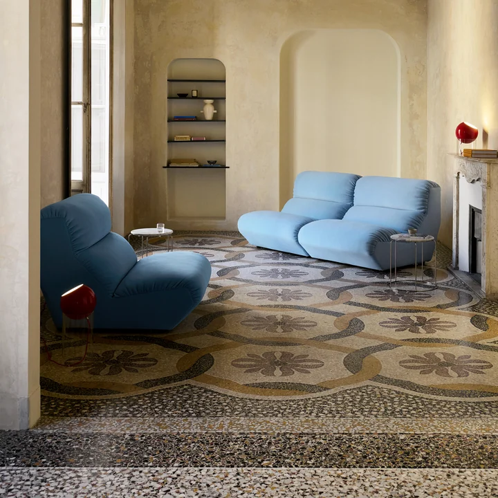 & Tradition - Hi Lo AV54 solomodule, fauteuil en 2-zitsbank, blauw (stof Kvadrat Gentle 0733)