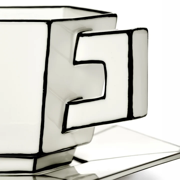 Serax - Carte Blanche Cappuccinokop met schotel, wit / zwart