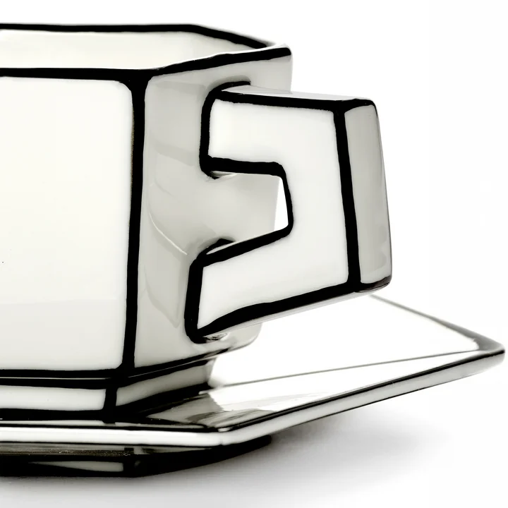 Serax - Carte Blanche Espressokop met schotel, wit / zwart