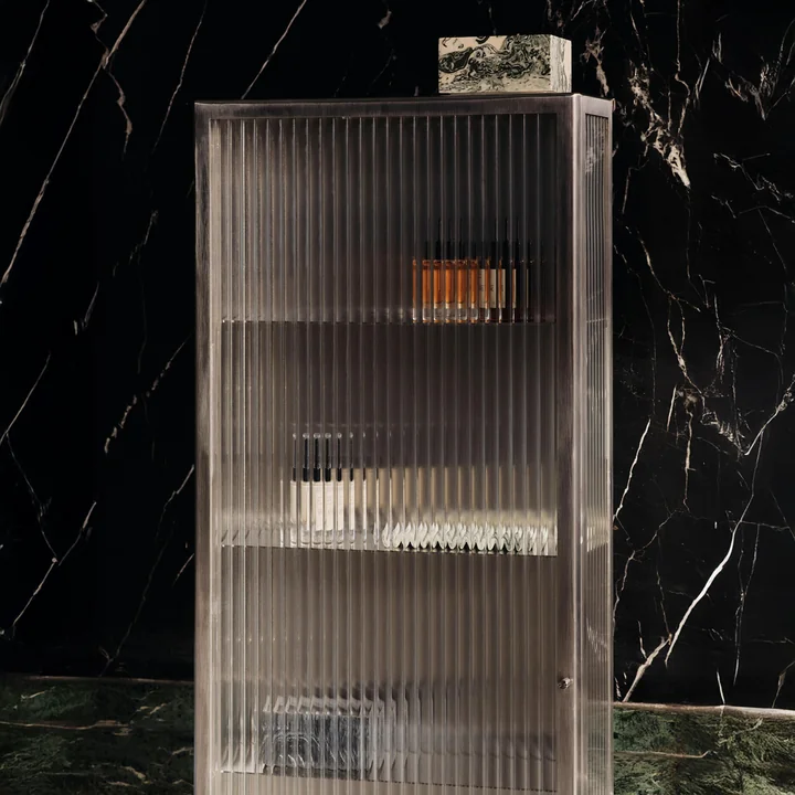 Ferm Living - Haze Wandkast, 35 x 100 cm, glas / roestvrij staal