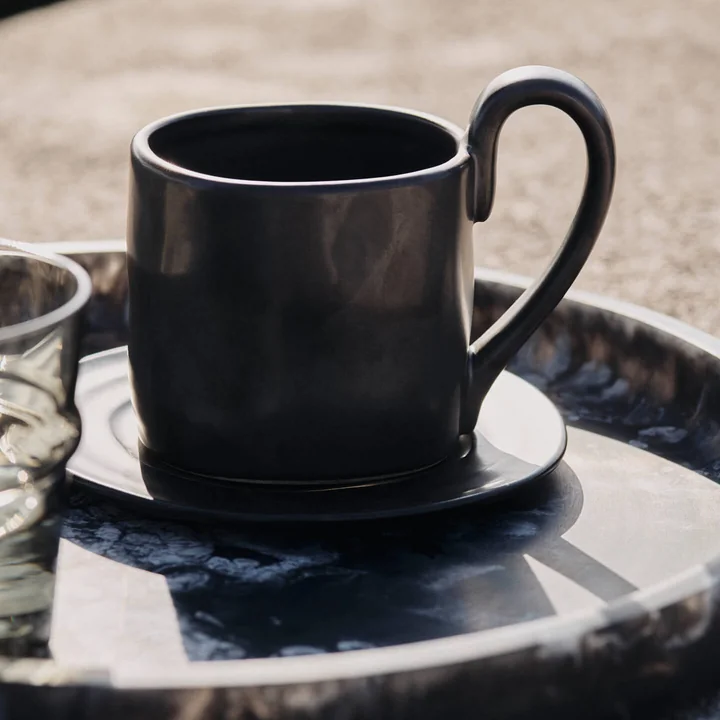 Ferm Living - Flow kop met schotel, zwart