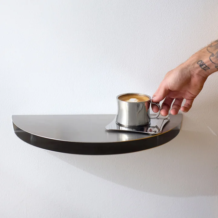 Moebe - Half Moon Wandplank, 20 x 40 cm, roestvrij staal