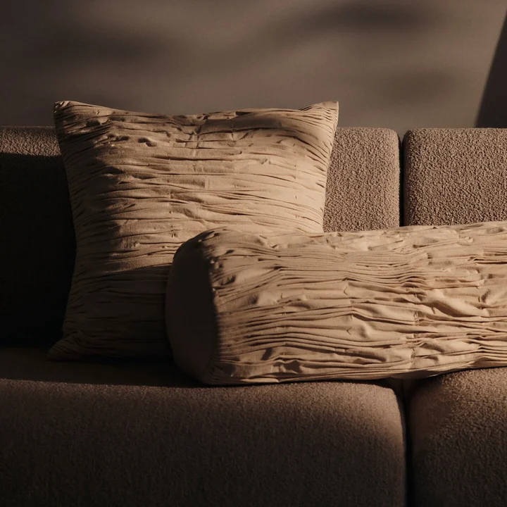 Ferm Living - Falda gesmockt kussen en bolster, naturel