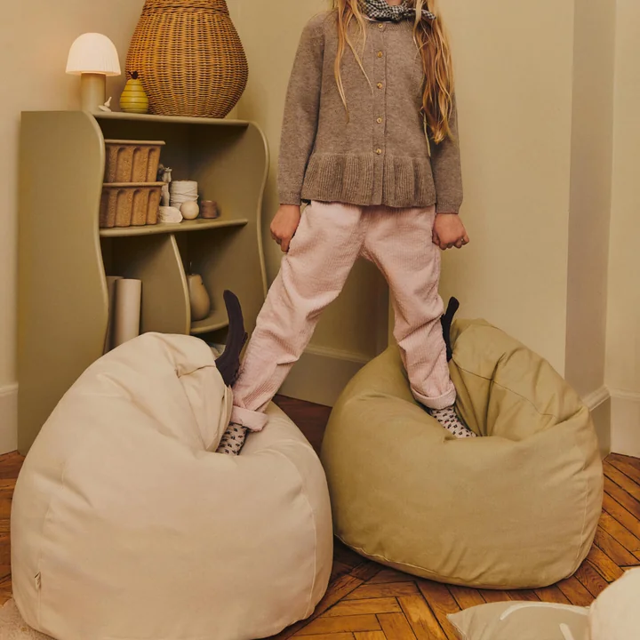 Ferm Living - Peer zitzak, 55 x 85 cm, naturel en iepengroen