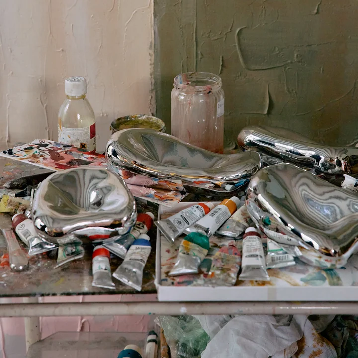 HKliving - Glazen sculptuur, chroom (set van 4)