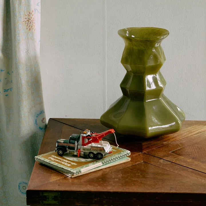 HKliving - Silhouette Glazen vaas, groen