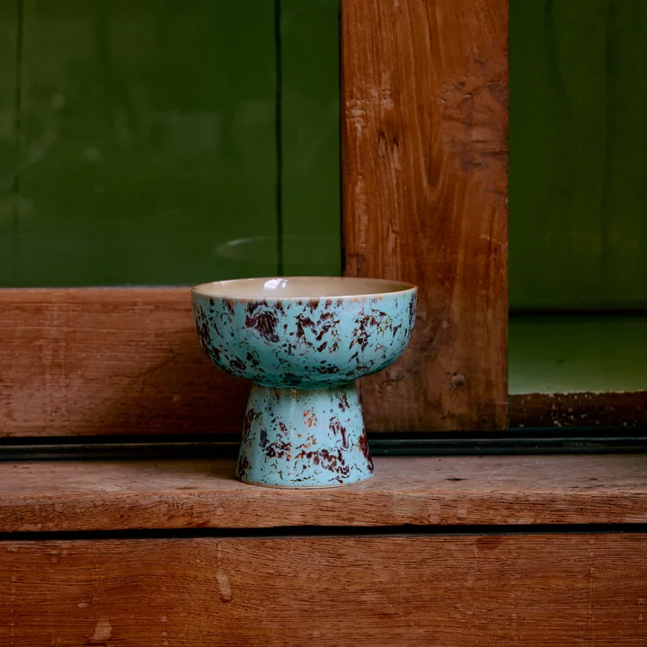 HKliving - 70's Tapasschaal met voet, Ø 11 cm, patina