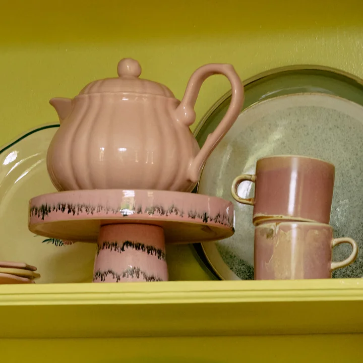 HKliving - 70's Schaal met voet, Ø 21 cm, bubbel