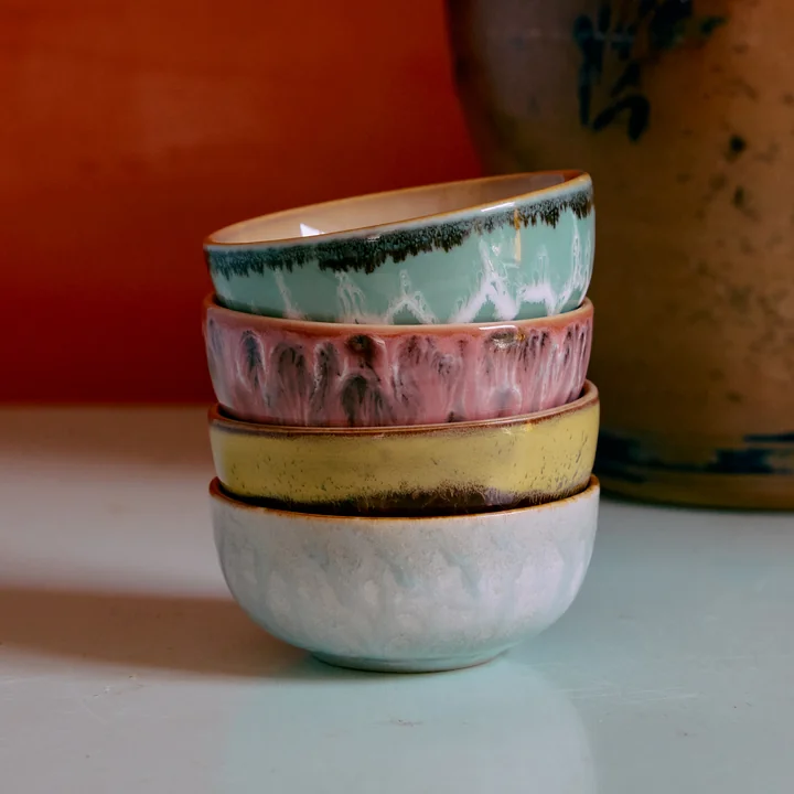 HKliving - 70's Schaal, XS Kommen, Ø 8,3 cm, modernist (set van 4)