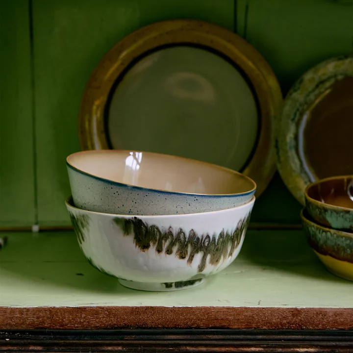 HKliving - 70's Ramen kom, Ø 19 cm, minimalism (set van 2)