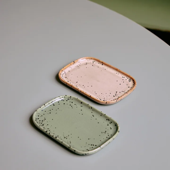 HKliving - 70's dienblad, 10,5 x 14,5 cm, krijt (set van 2)