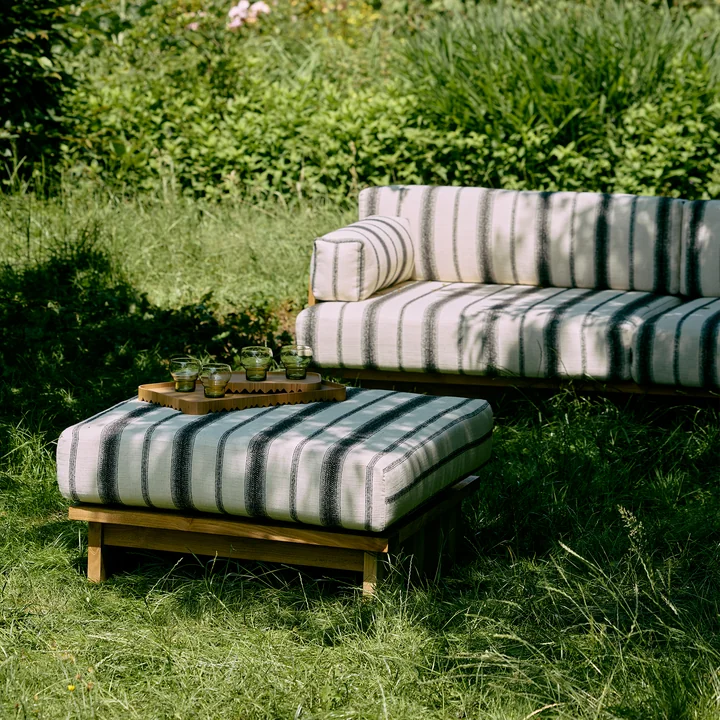 HKliving - Outdoor kruk, teak / chalkstripe