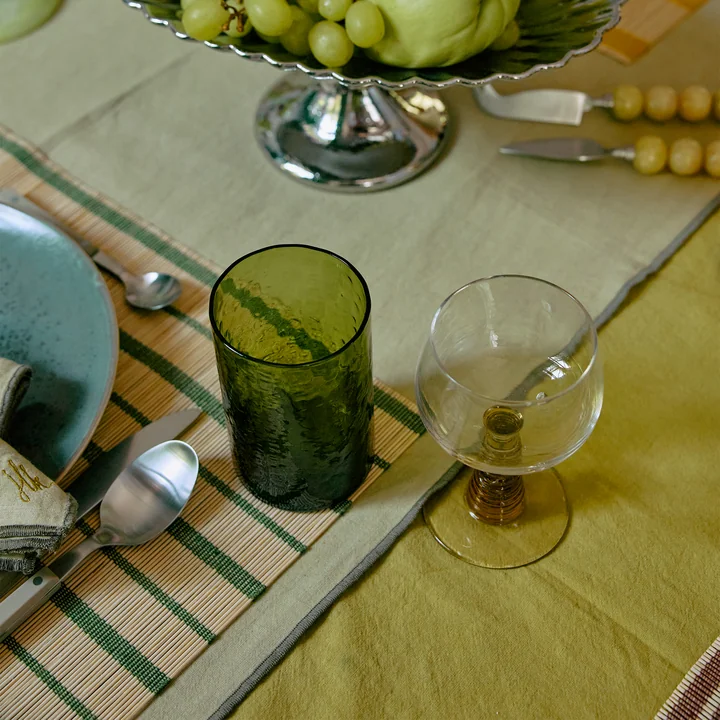 HKliving - Tube Drinkglas, H 12 cm / 400 ml, olijfgroen