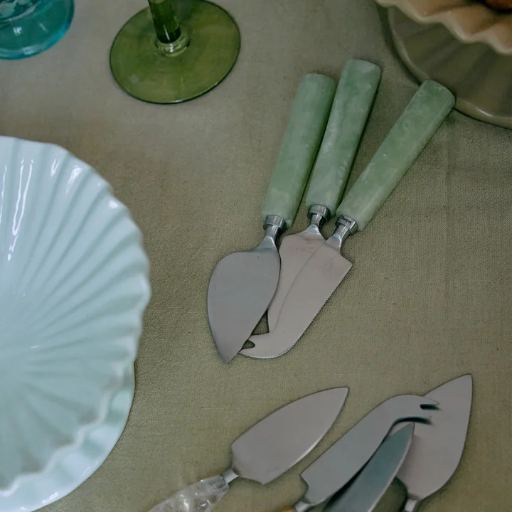 HKliving - Kaasmessenset, sage (set van 3)