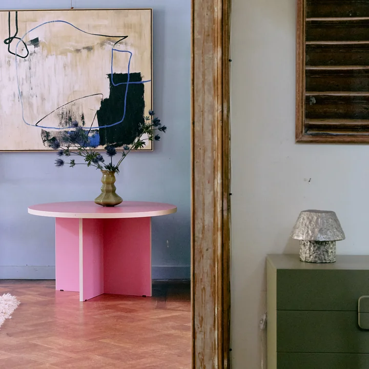 HKliving - Eettafel, Ø 130 cm, framboos