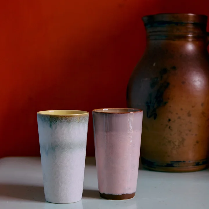 HKliving - 70's latte macchiato mok, 280 ml, fresco (set van 2)