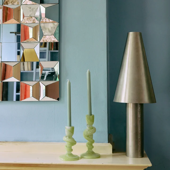 HKliving - Metal Cone Tafellamp, zilvergrijs