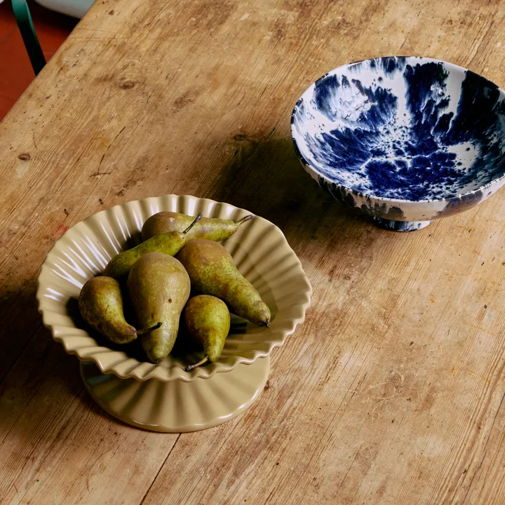 HKliving - New Classics Ribble schaal met voet, groot