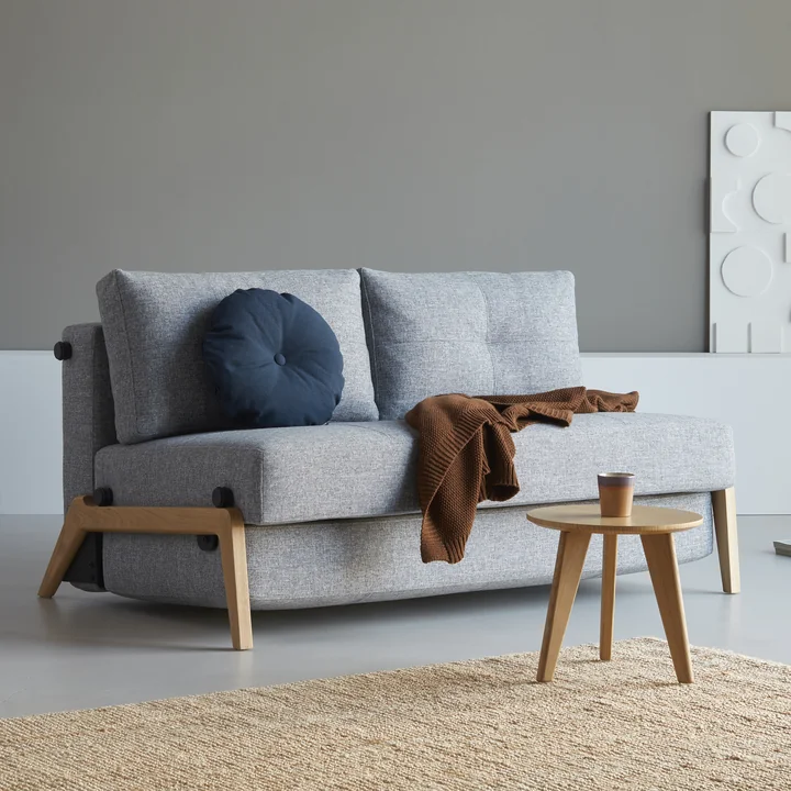 Innovation Living - Cubed 140 Slaapbank, 148 x 98 cm, eiken / lichtgrijs (565 Twist Granite )