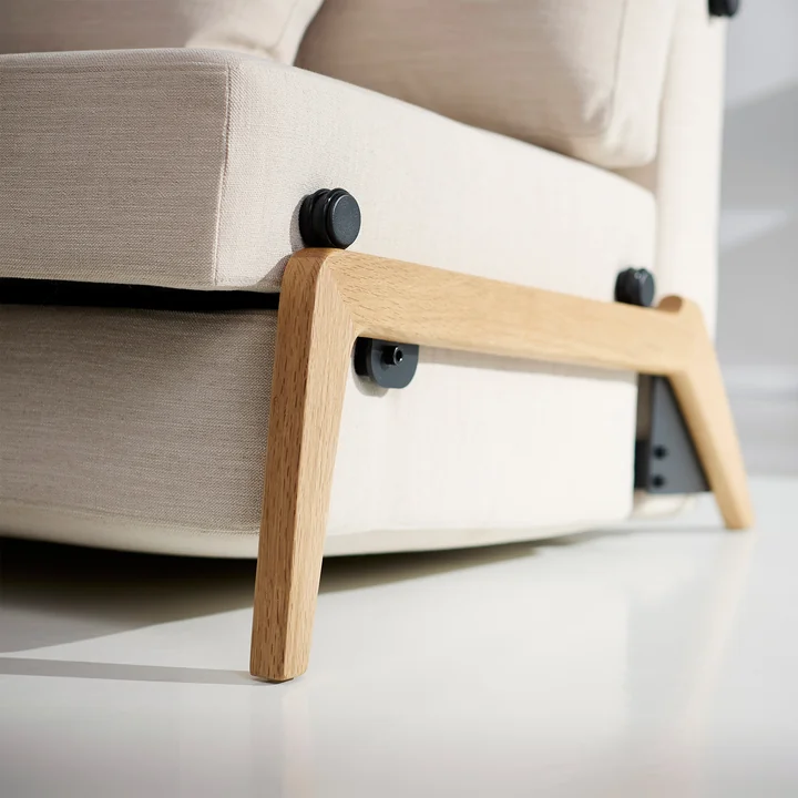 Innovation Living - Cubed 140 Slaapbank, 148 x 98 cm, eiken / zand (612 Blida Zandgrijs)