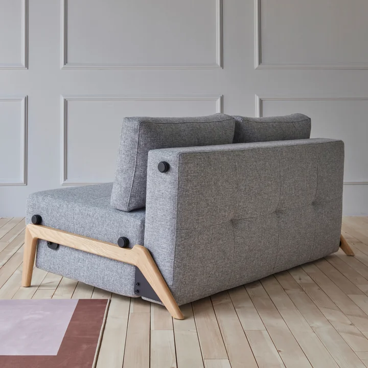 Innovation Living - Cubed 160 Slaapbank, 168 x 98 cm, eiken / lichtgrijs (565 Twist Granite )