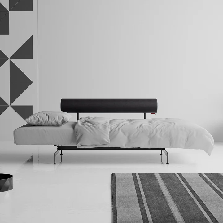 Innovation Living - Ghia Laser Slaapbank, 210 x 93 cm, zwart leer (Mix 550 Faunal )