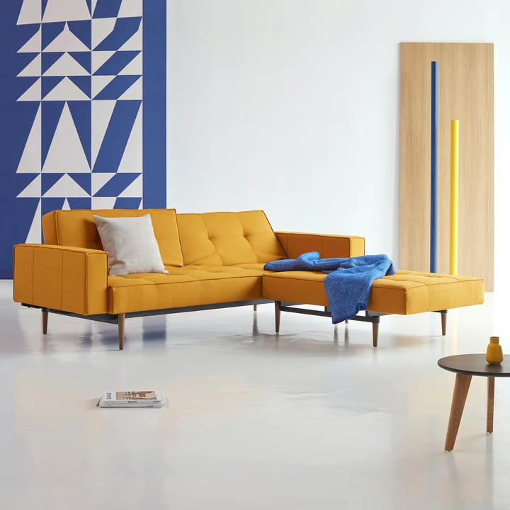 Innovation Living - Splitback Styletto slaapbank met armleuningen, burned curry (507 Elegance )