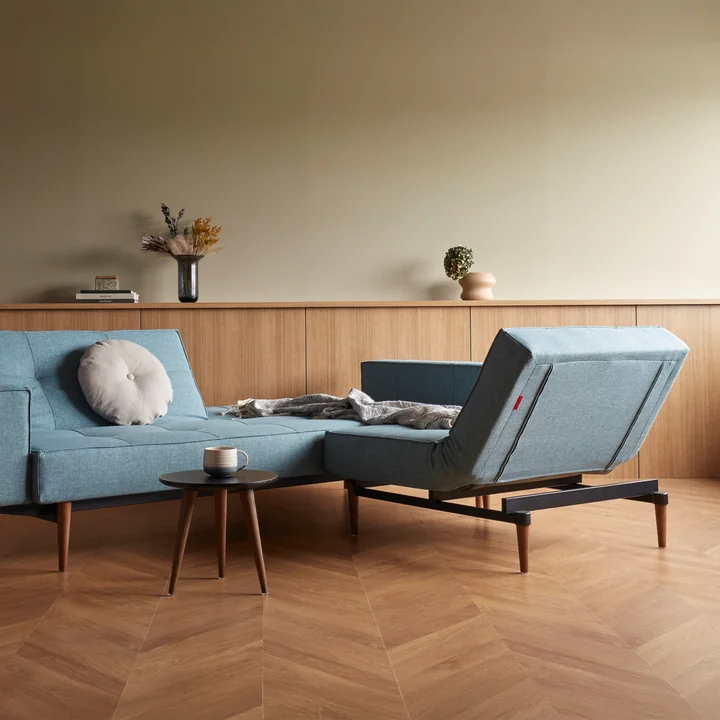 Innovation Living - Splitback Styletto slaapbank met armleuningen, lichtblauw (525 Mixed Dance )