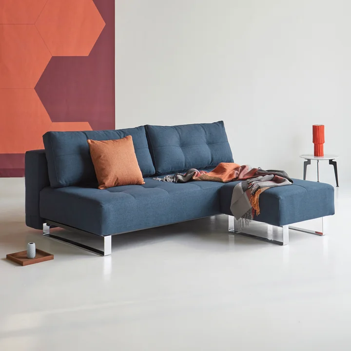 Innovation Living - Supremax D.E.L. slaapbank, 200 x 115 cm, chroom / blauw (528 Mixed Dance )