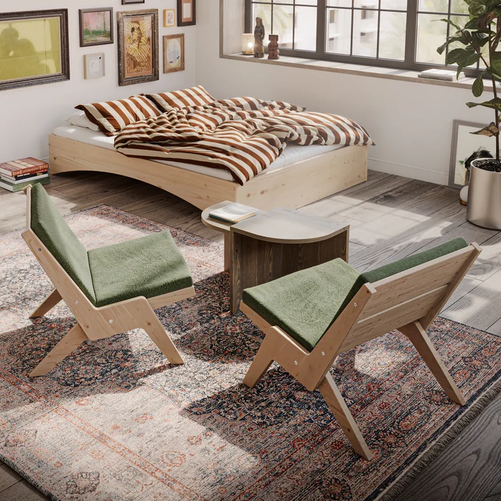 Karup Ontwerp - Sway Lounge Chair met zitkussen, natuurlijk grenen /. evergreen