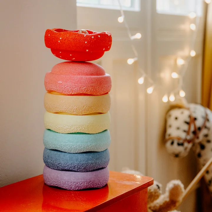 Stapelstein® - Original Mini, regenboog pastel, blush special (set van 7)