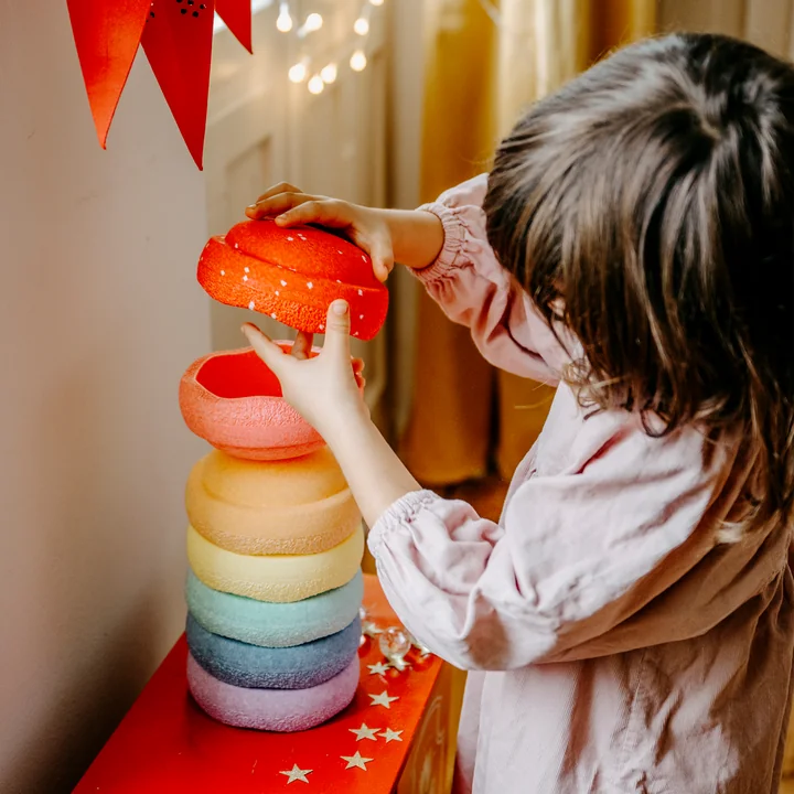 Stapelstein® - Original Mini, regenboog pastel, blush special (set van 7)