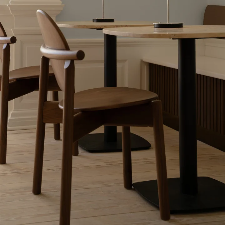 Umage - Gather tafel, 68 x 68 cm, zwart / naturel (travertin)