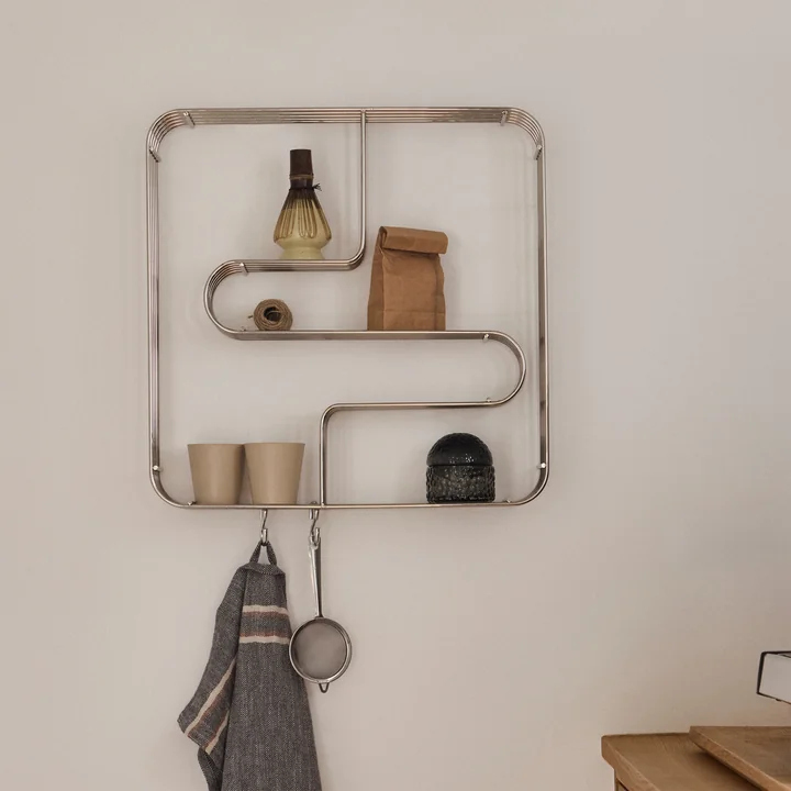 AYTM - Curva Vierkante wandplank, zilver