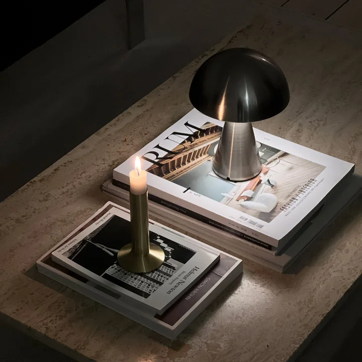 Mush oplaadbare tafellamp, mini, zilver by Hübsch Interior