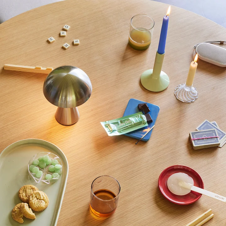 Mush oplaadbare tafellamp, mini, zilver by Hübsch Interior