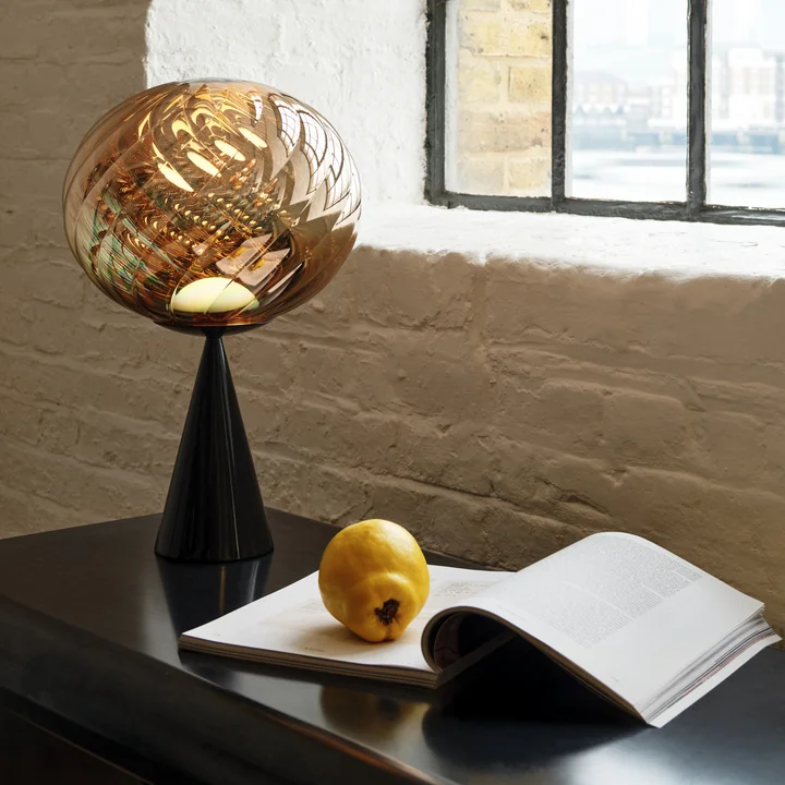 Tom Dixon - Whirl Cone Fat LED tafellamp, goud / zwart