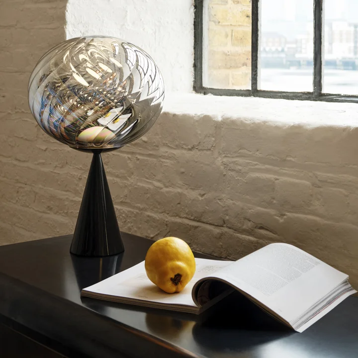 Tom Dixon - Whirl Cone Fat LED tafellamp, zilver / zwart