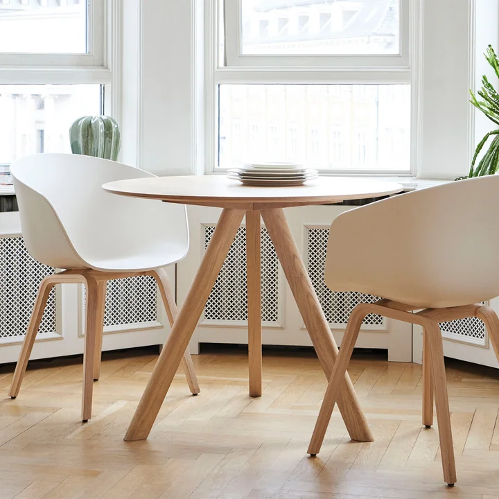 HAY - Copenhague CPH20 2. 0 Tafel Ø 90 cm, gelakt eiken / wit laminaat