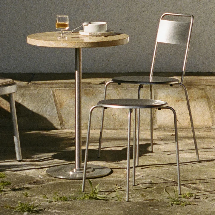 Frama - Petit Rond kruk, geborsteld roestvrij staal