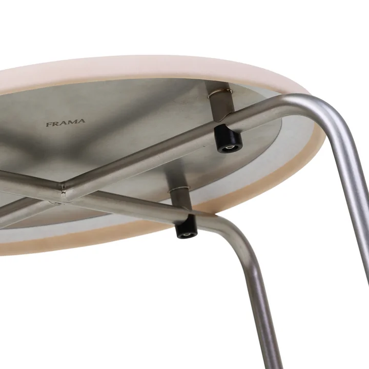Frama - Petit Rond kruk, geborsteld roestvrij staal / natuurlijk leder