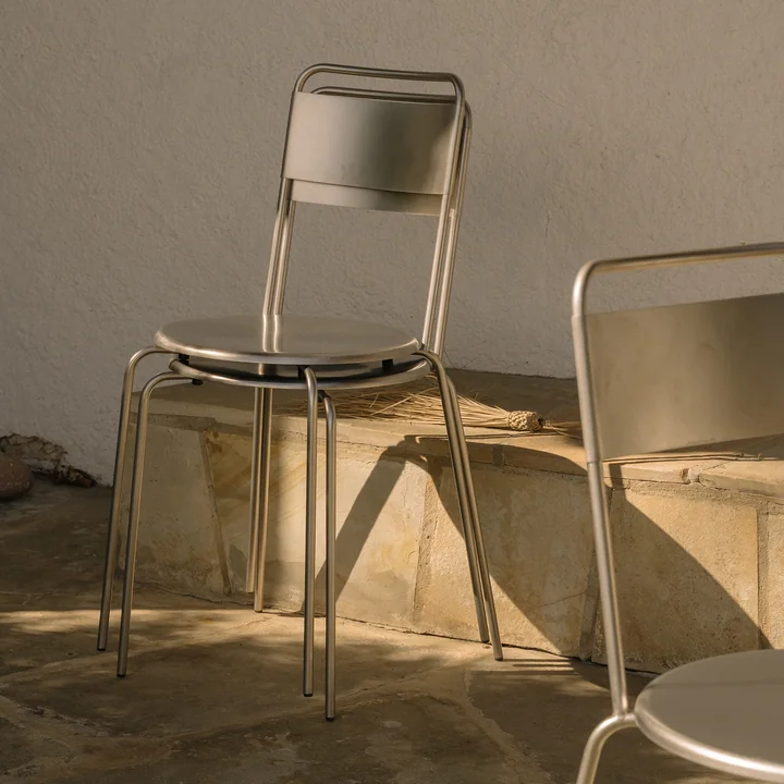 Frama - Petit Rond stoel, geborsteld roestvrij staal