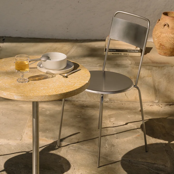 Frama - Petit Rond stoel, geborsteld roestvrij staal