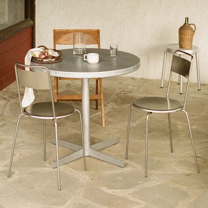 Frama - Petit Rond stoel, geborsteld roestvrij staal